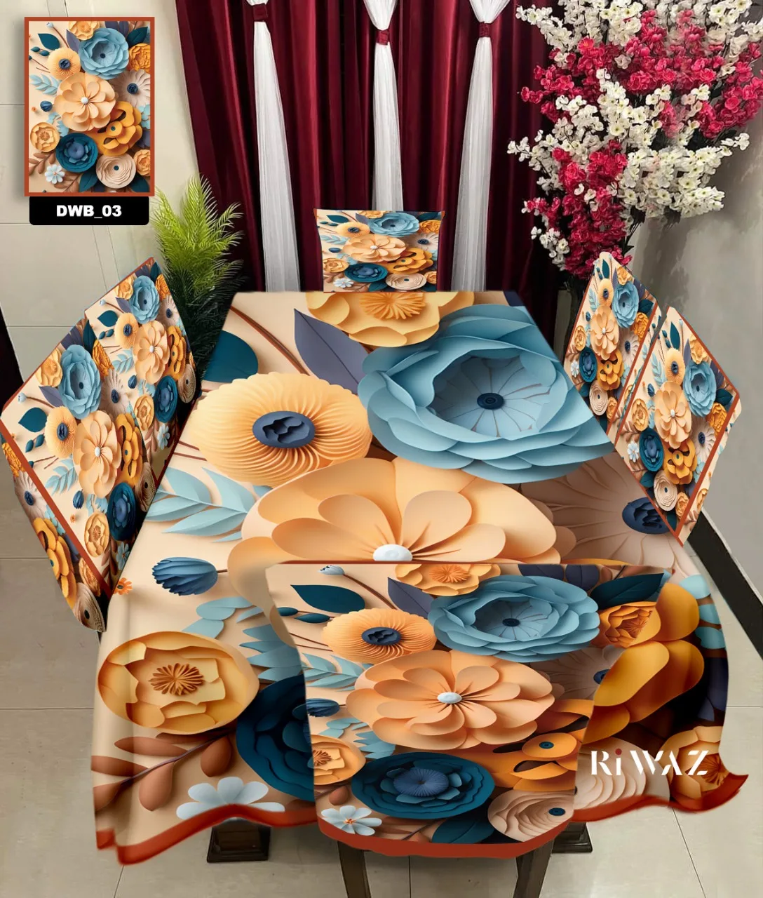 Original 3D Printed Dining Chair Table Cover Set (6)