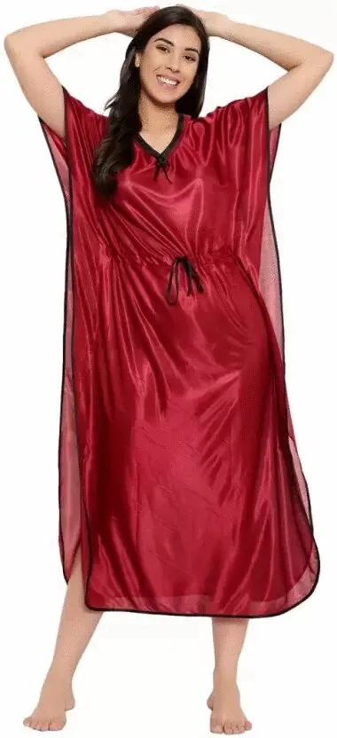 Premium Satin Kaftan Night Suit – 51 Inch