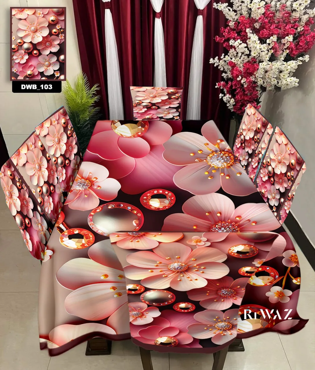 Original 3D Printed Dining Chair Table Cover Set (2)