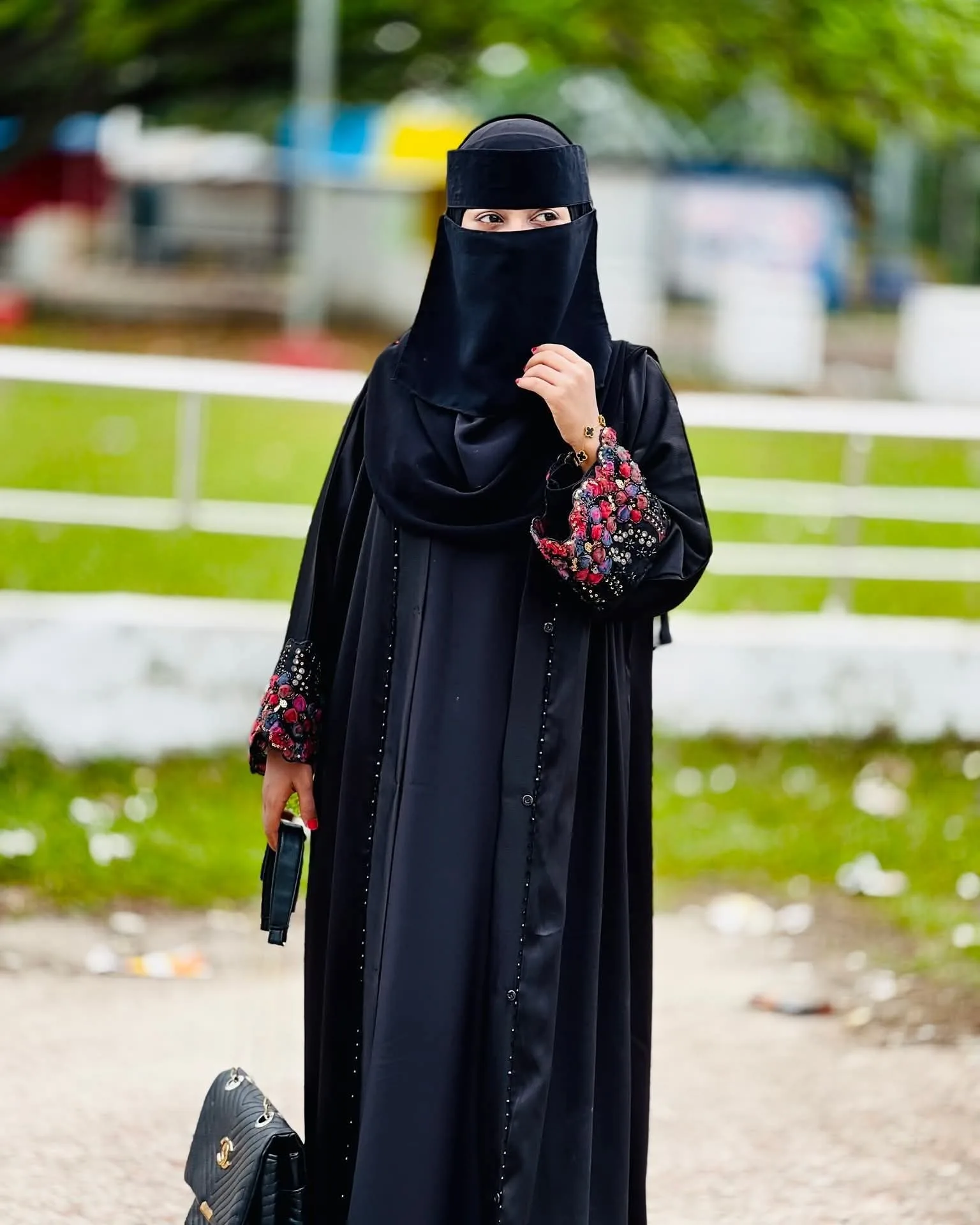 (B&V)Dubai Cherry Abaya with Inner & Hijab | দুবাই চেরি আবায়া সেট