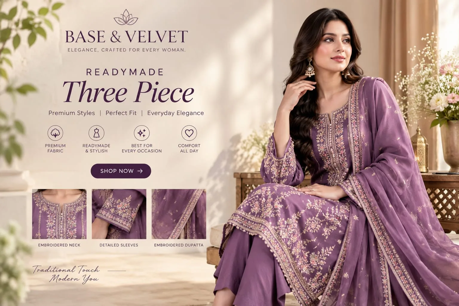 (B&V) WOMENS READYMADE THREE PIECE