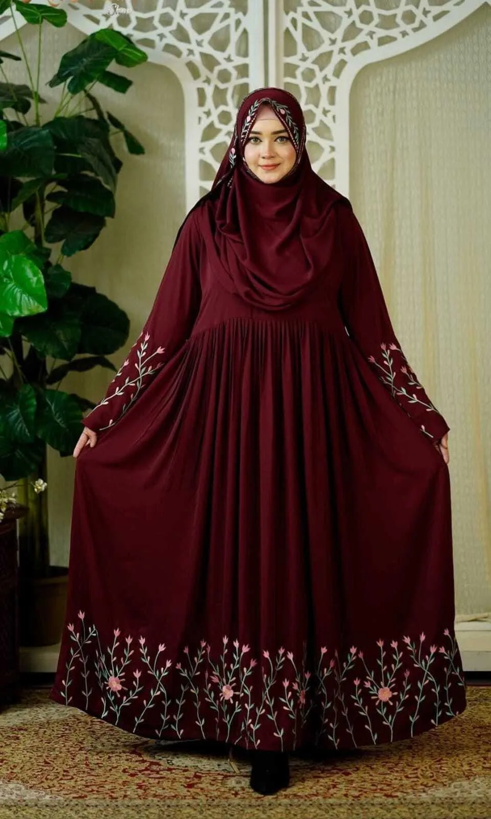 (B&V)Rajanigandha Embroidery Borka with Hijab | রজনীগন্ধা এমব্রয়ডারি বোরকা