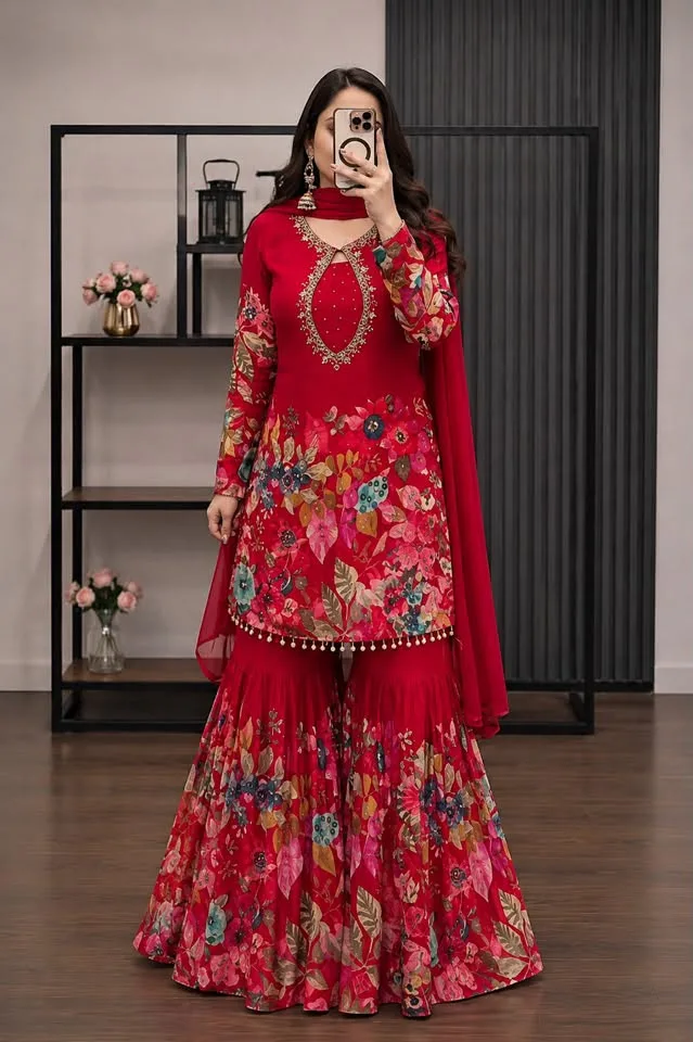 Premium New Design Three Piece – Thai Micro Georgette Stone Work