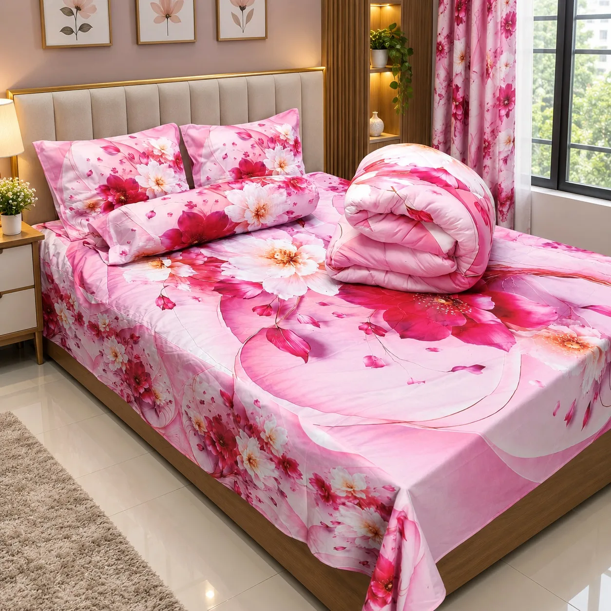 5 Pieces 3D Print Comforter Set (7)