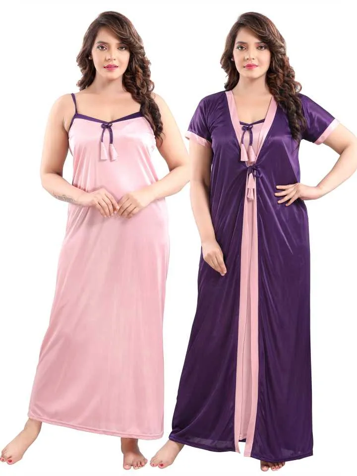 Premium Satin 2-Piece Nighty Set with Smocking Work (2)