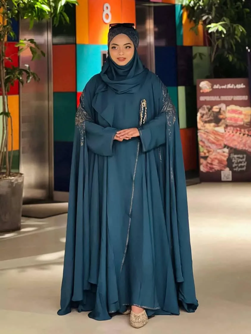 (B&V)Nurjahan Abaya with Inner, Koti & Hijab | নূরজাহান আবায়া সেট