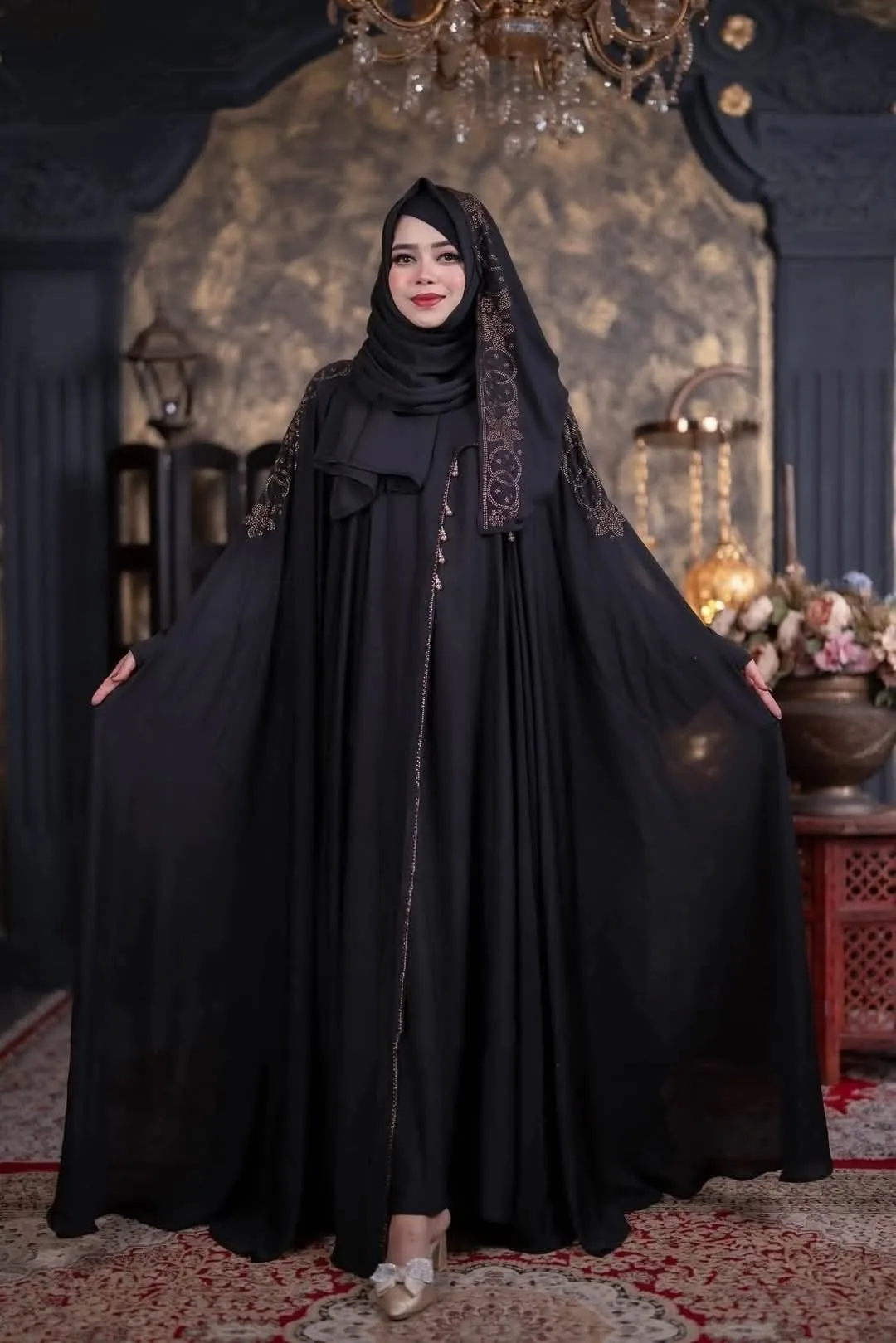 (B&V)Nurjahan Abaya with Inner, Koti & Hijab | নূরজাহান আবায়া সেট