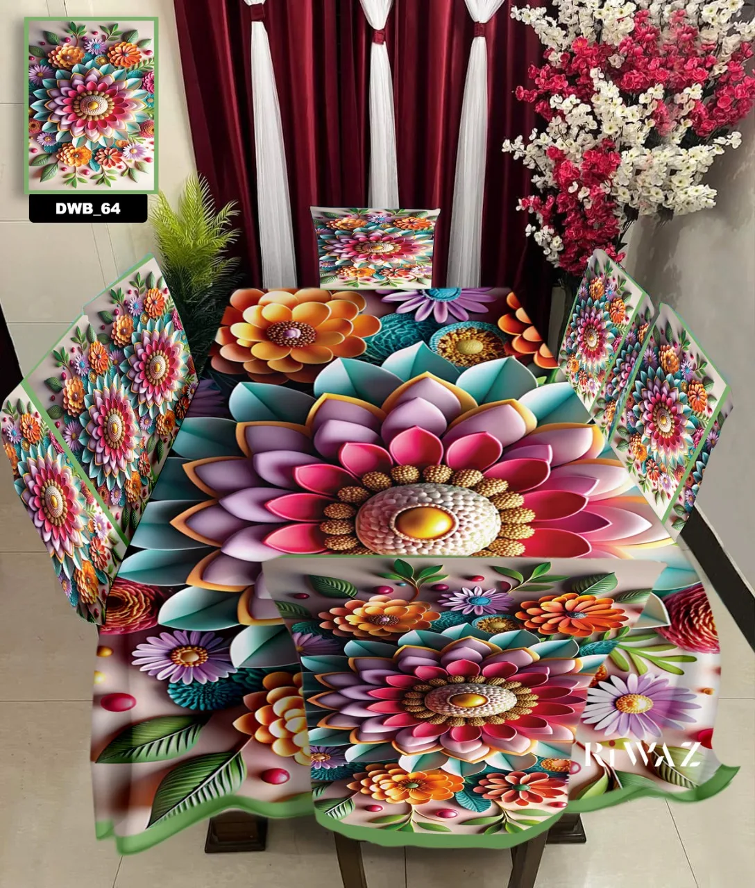 Original 3D Printed Dining Chair Table Cover Set (3)