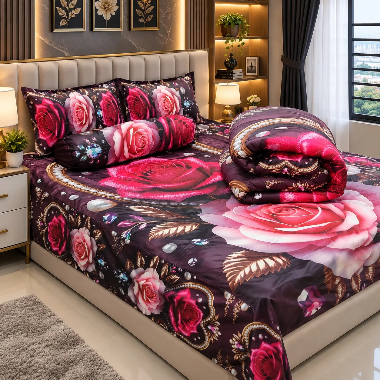 5 Pieces 3D Print Comforter Set (4)