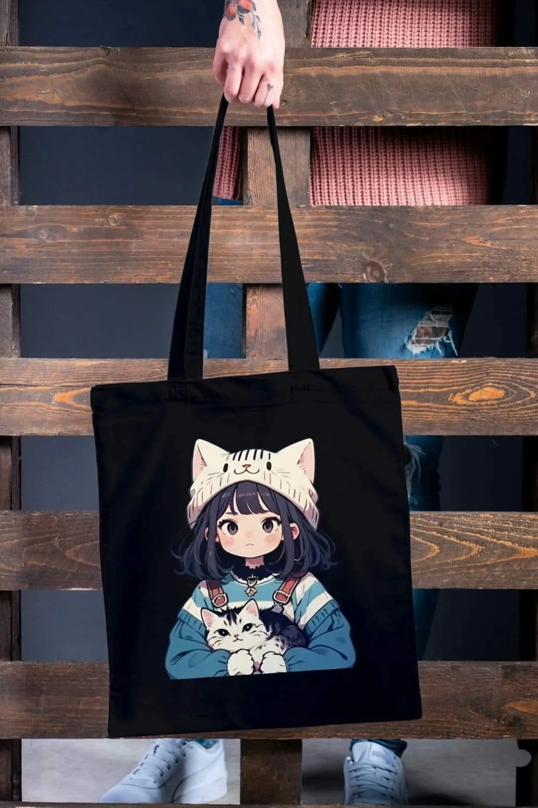 Premium Canvas Tote Bag – Custom DTF Rubber Print with Zipper