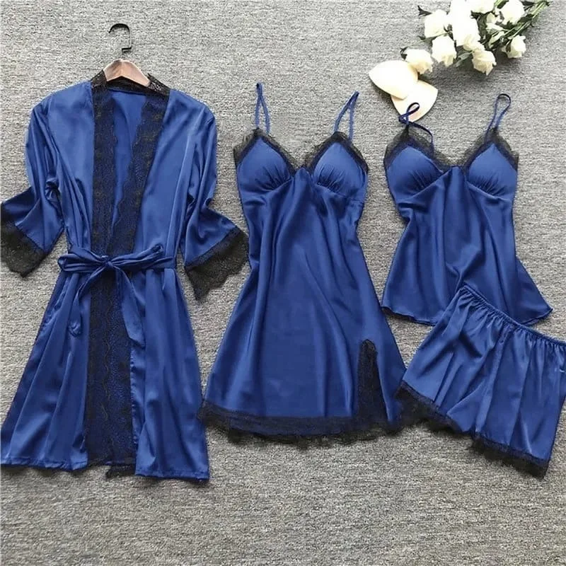 Premium Satin 4-Piece Nightwear Set for Women