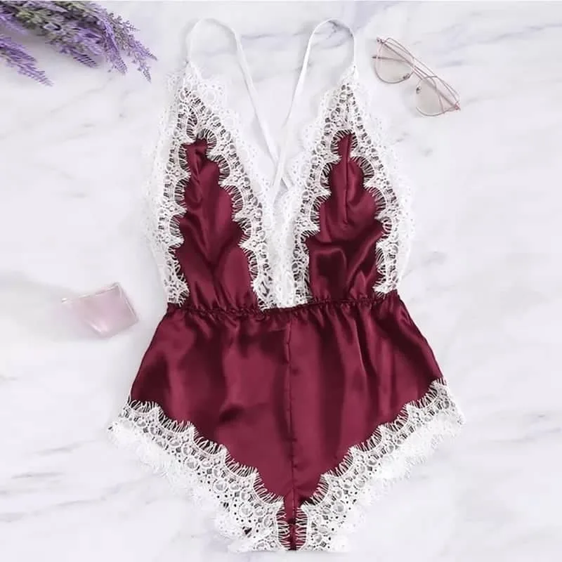 Premium Silk Solid Satin Night Suit with Lace Work