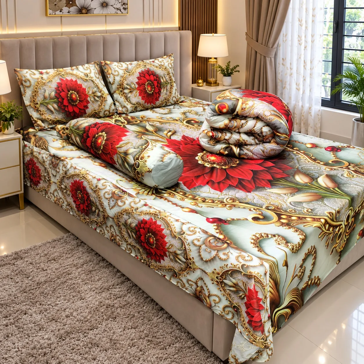 5 Pieces 3D Print Comforter Set (5)