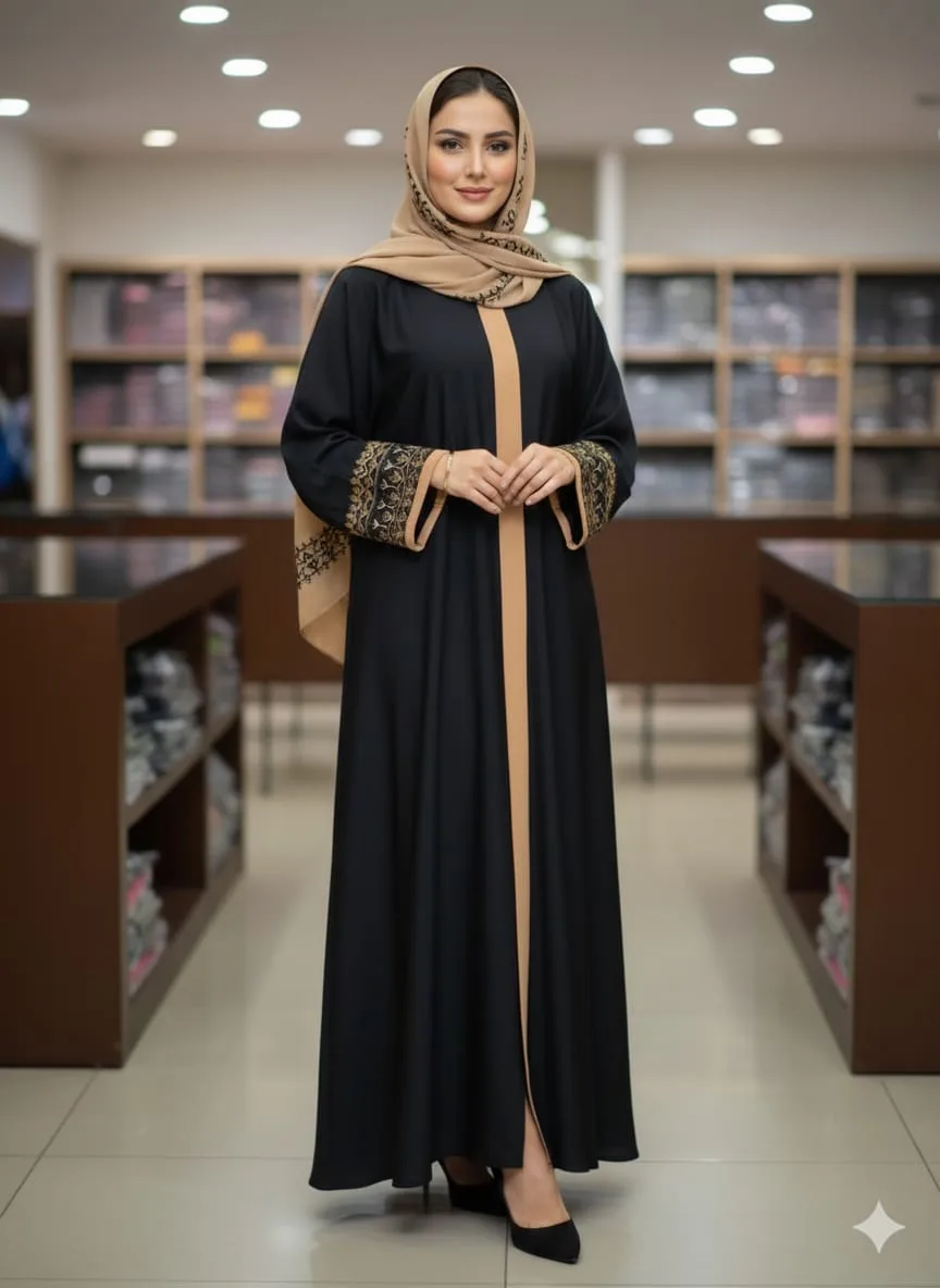 (B&V)Sneha Embroidery Borka with Hijab | স্নেহা এমব্রয়ডারি বোরকা