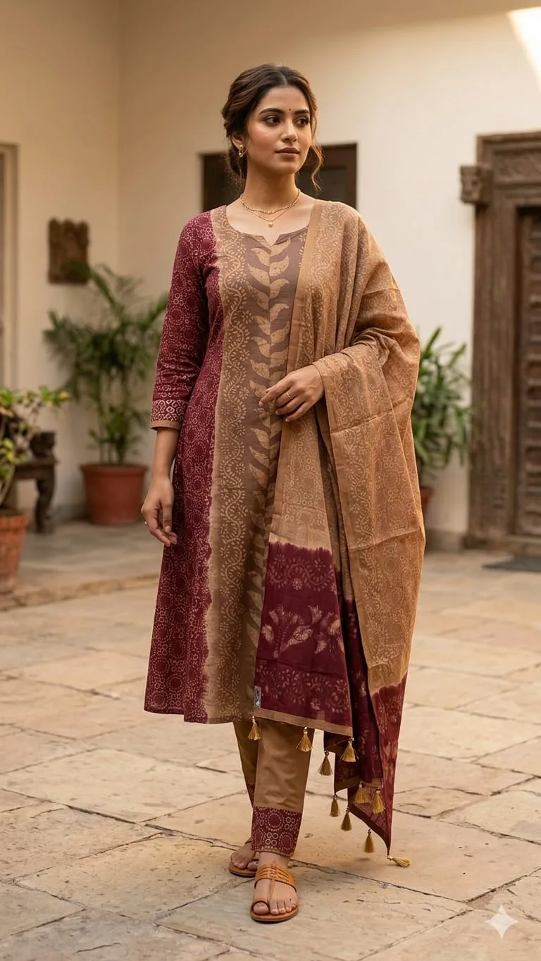 Natural Silk Batik Unstitched Three Piece for Women (1)