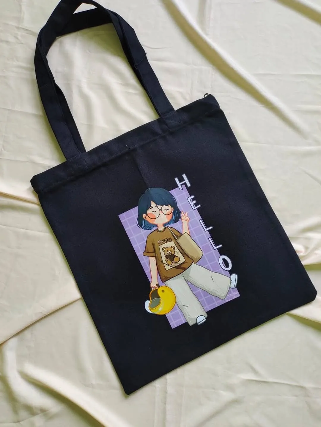 Premium Canvas Tote Bag – Custom DTF Rubber Print with Zipper (PART -2)