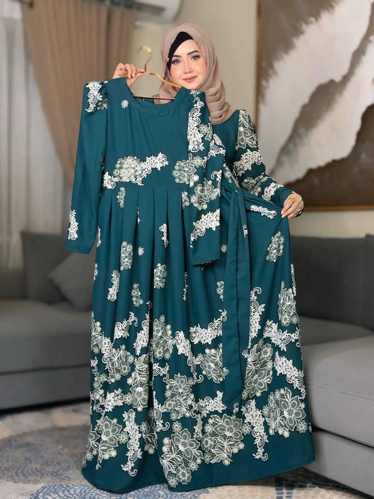 (B&V)Alpona Print Gown Borka (Only Borka) | আলপনা প্রিন্ট গাউন বোরকা