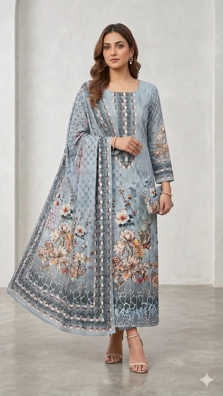 Pakistani Zam Zam Swiss Cotton Digital Print Unstitched Three Piece for Women (1)