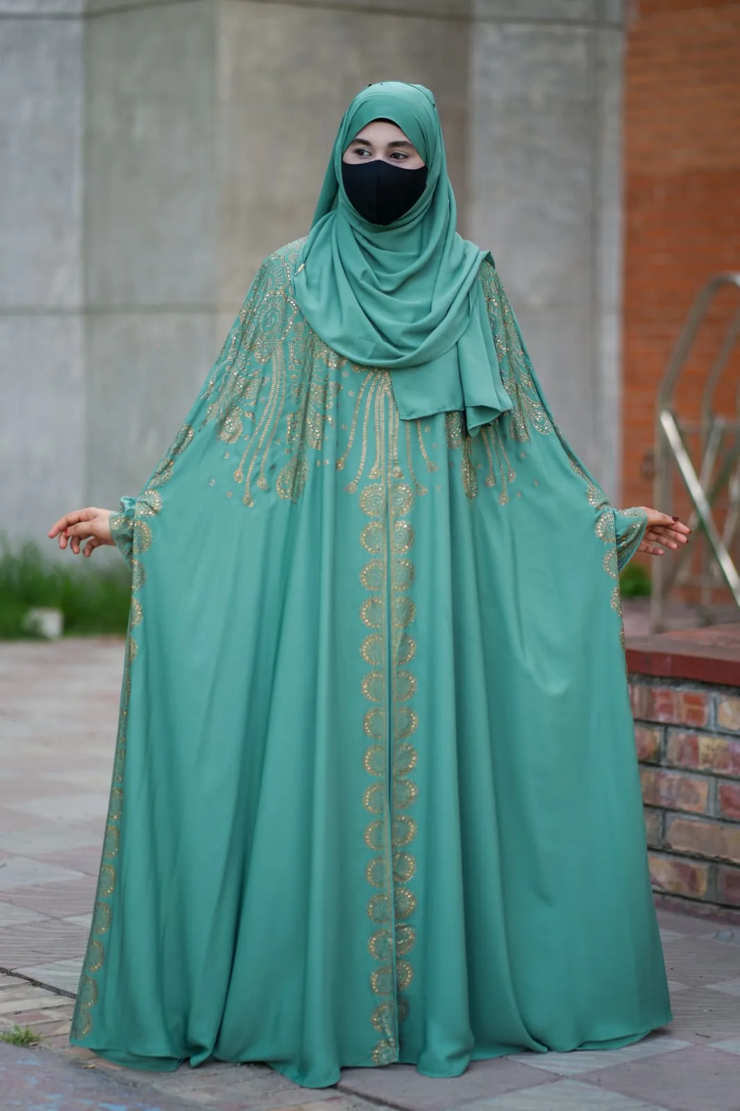 (B&V)Luxury Persian Abaya Set with Inner and Hijab | লাক্সারি পার্সিয়ান আবায়া সেট