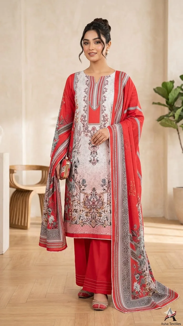 Pakistani Zam Zam Swiss Cotton Digital Print Unstitched Three Piece for Women (2)