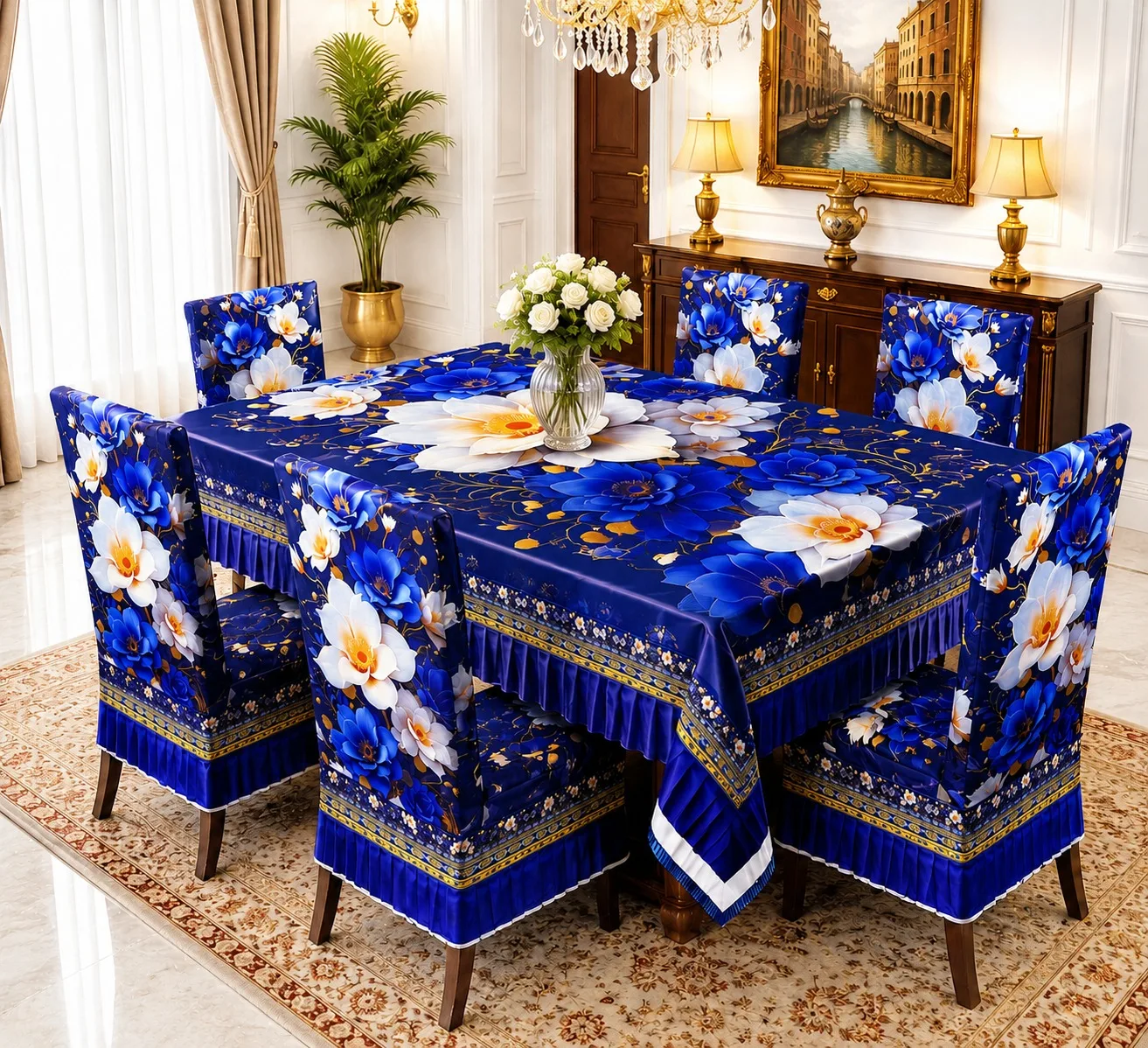 3D Print Premium Dining Cover Set with 6 Chair Covers