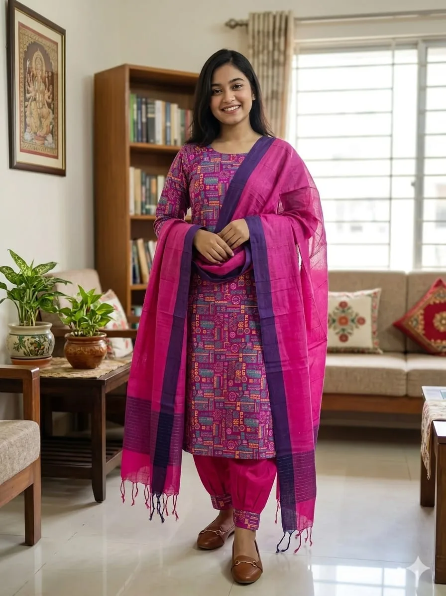 Slub Cotton Skin Print Unstitched Three Piece for Women